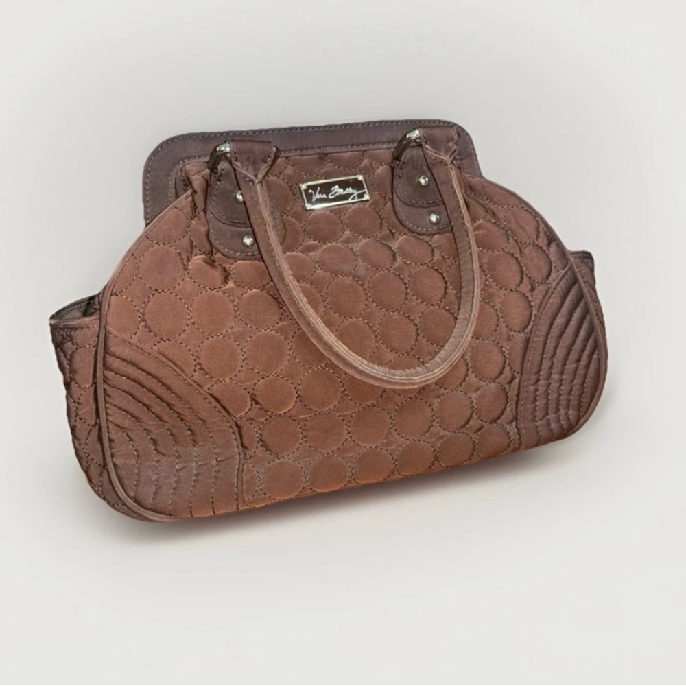Vera Bradley quilted espresso brown microfiber structured handbag